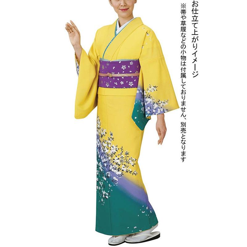 訪問着 着物 反物 女性 男性 踊り 絵羽 訪問着 黄色 ラベンダー 浅葱色 洗える着物