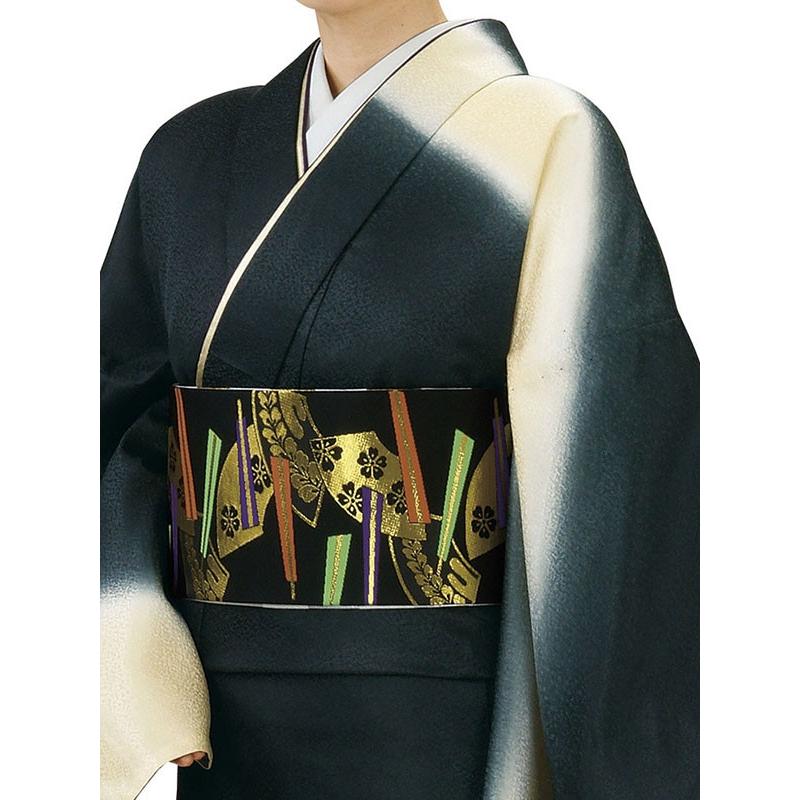 訪問着 着物 反物 女性 男性 結婚式 訪問着 ぼかし 黒 洗える着物_1