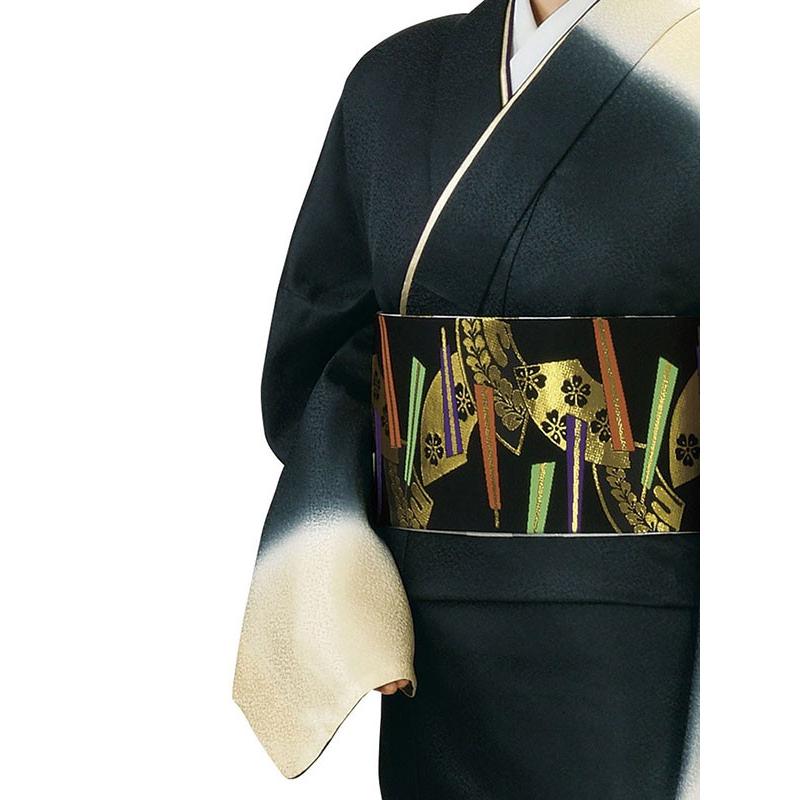 訪問着 着物 反物 女性 男性 結婚式 訪問着 ぼかし 黒 洗える着物_2