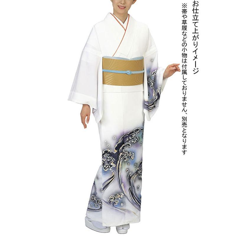 訪問着 着物 反物 女性 男性 踊り 絵羽 訪問着 白 大波 洗える着物 