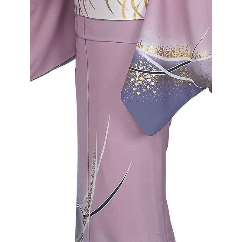 訪問着 着物 反物 女性 男性 踊り 絵羽 紅藤色 藤鼠 露芝 洗える着物