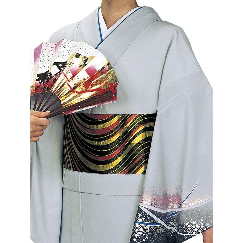 訪問着 着物 反物 女性 男性 踊り 絵羽 ライトグレー 紺 露芝 洗える