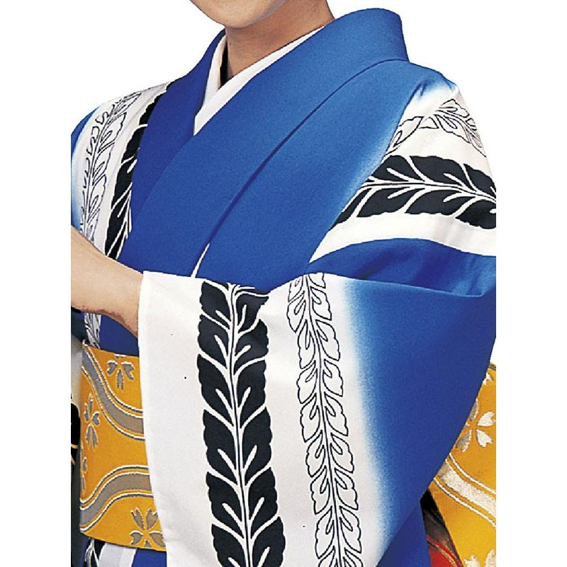 小紋 着物 反物 レディース 踊り 舞台 レトロ モダン 洗える着物 白 青