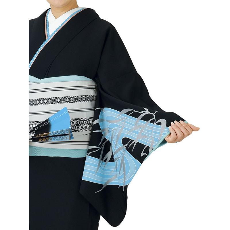 お 引きずり 着物 黒 笹 川 裾引き お引き摺り きもの おひきずり