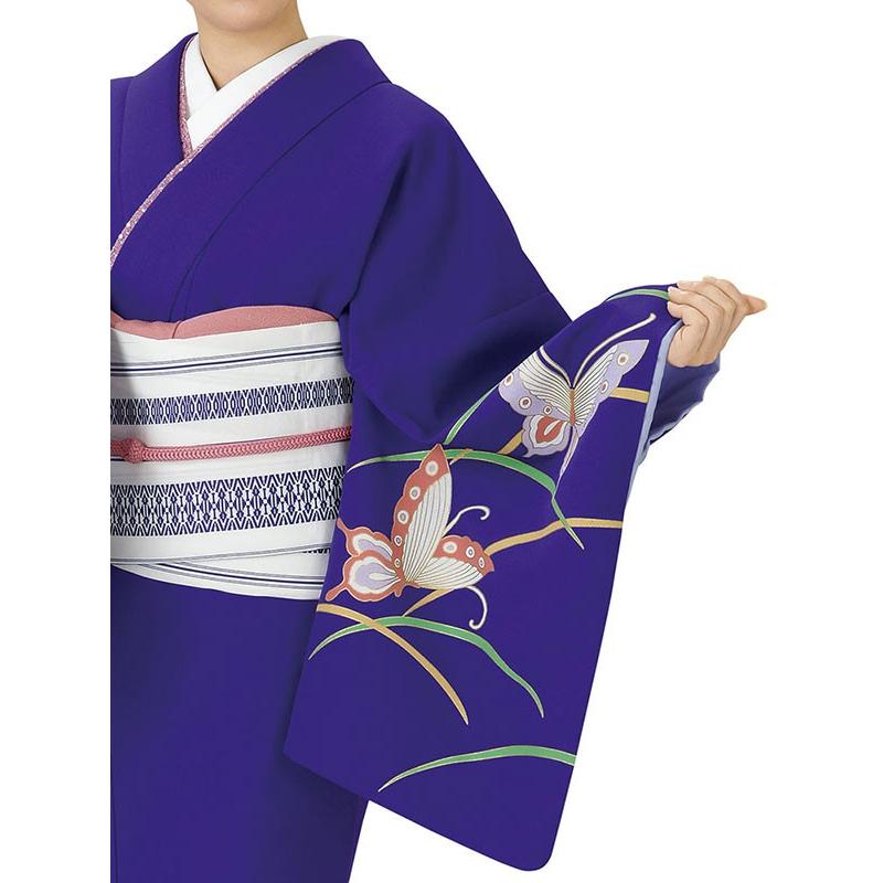 お 引きずり 着物 紫 蝶 露芝 裾引き お引き摺り きもの おひきずり