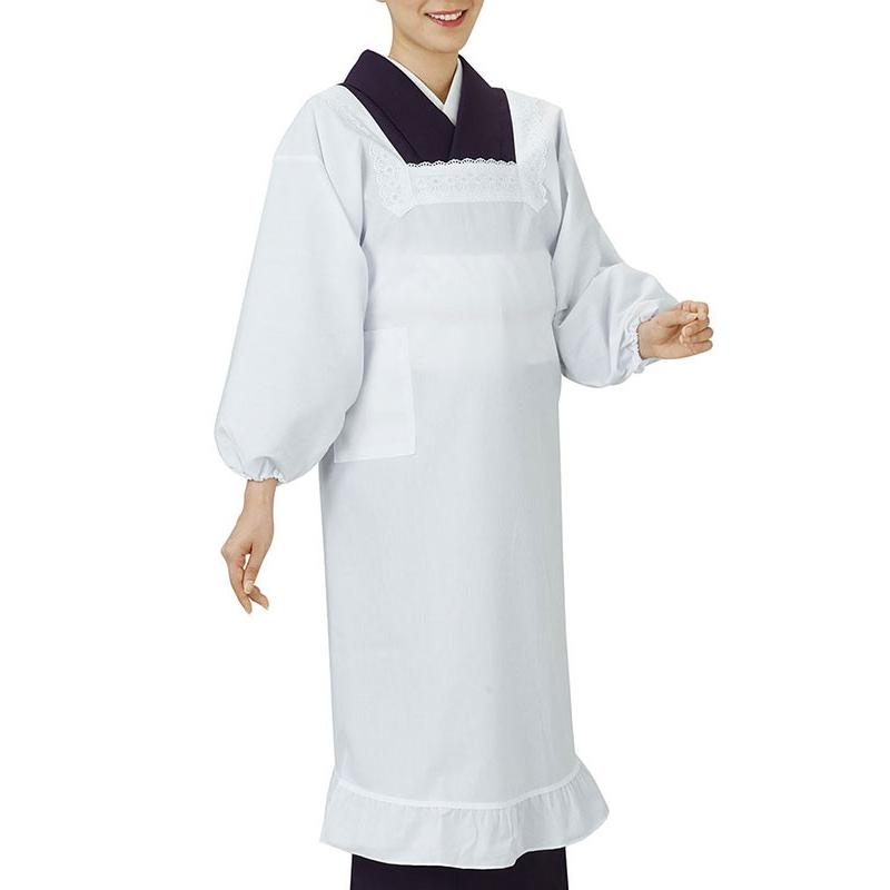 割烹着 かっぽう着 和風 和装 エプロン 着物 和服 華道 茶道 ロング 白