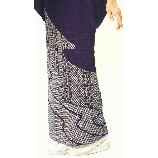 洗える着物訪問着３５ 訪問着 女性 踊り 絵羽 洗える着物 納期35日 茄子紺 疋田 : カメヤ