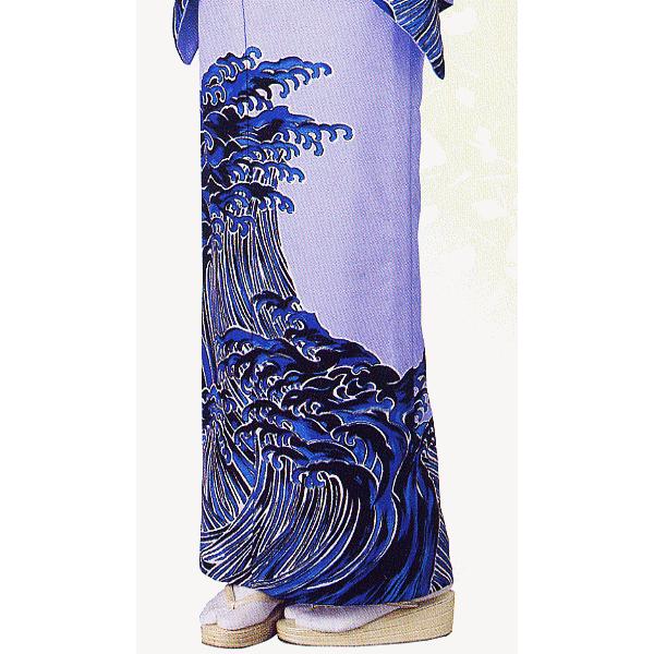訪問着 女性 踊り 絵羽 洗える着物 納期35日 薄藤色 波頭 : カメヤ 