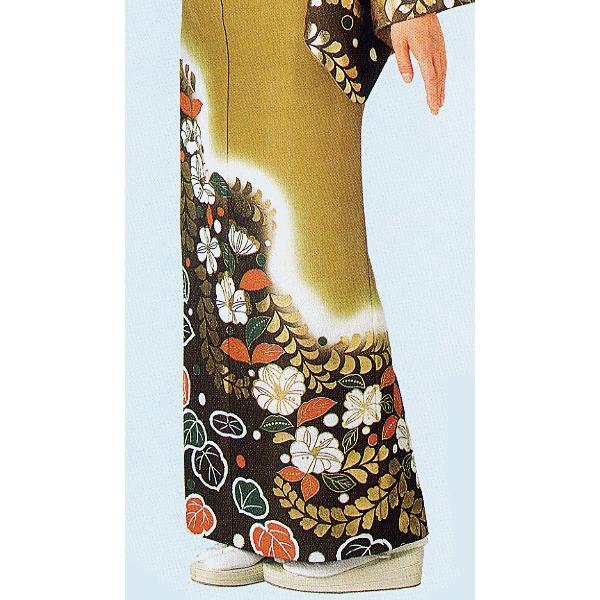 訪問着 女性 踊り 絵羽 訪問着 洗える着物 納期35日 からし色 藤_1