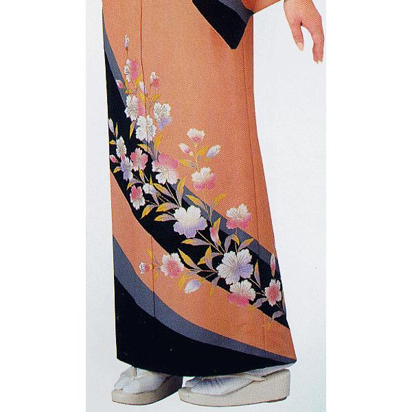訪問着 女性 踊り 絵羽 訪問着 洗える着物 納期35日 杏色 撫子_1