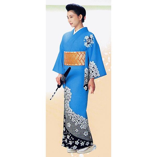 訪問着 女性 踊り 絵羽 訪問着 洗える着物 納期35日 空色 桜花