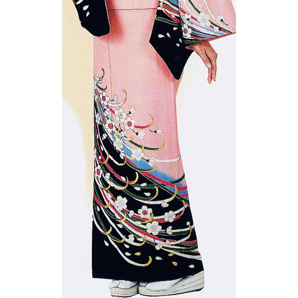 訪問着 女性 踊り 絵羽 洗える着物 納期35日 ピンク 桜吹雪 : カメヤ