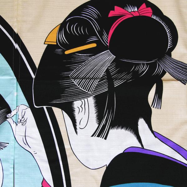 のれん 暖簾 おしゃれ 和風 ロング 歌麿 鏡美人 浮世絵のれん 85