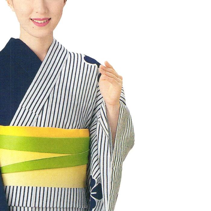 浴衣 ゆかた 反物 レディース メンズ 盆踊り 祭り ユカタ 踊り 絵羽浴衣 木綿 紺 縞 花菱_1