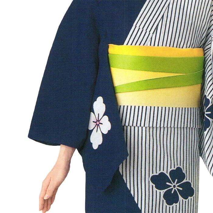 浴衣 ゆかた 反物 レディース メンズ 盆踊り 祭り ユカタ 踊り 絵羽浴衣 木綿 紺 縞 花菱_2
