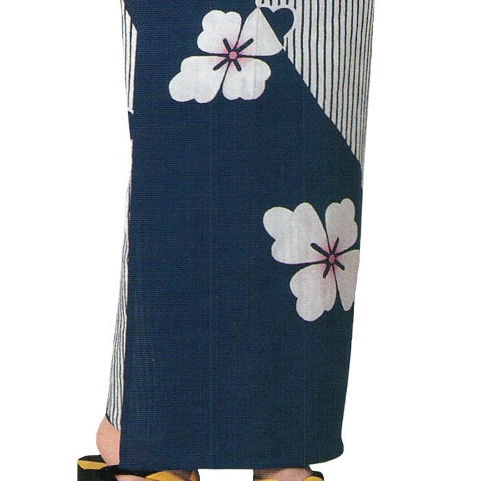 浴衣 ゆかた 反物 レディース メンズ 盆踊り 祭り ユカタ 踊り 絵羽浴衣 木綿 紺 縞 花菱_3