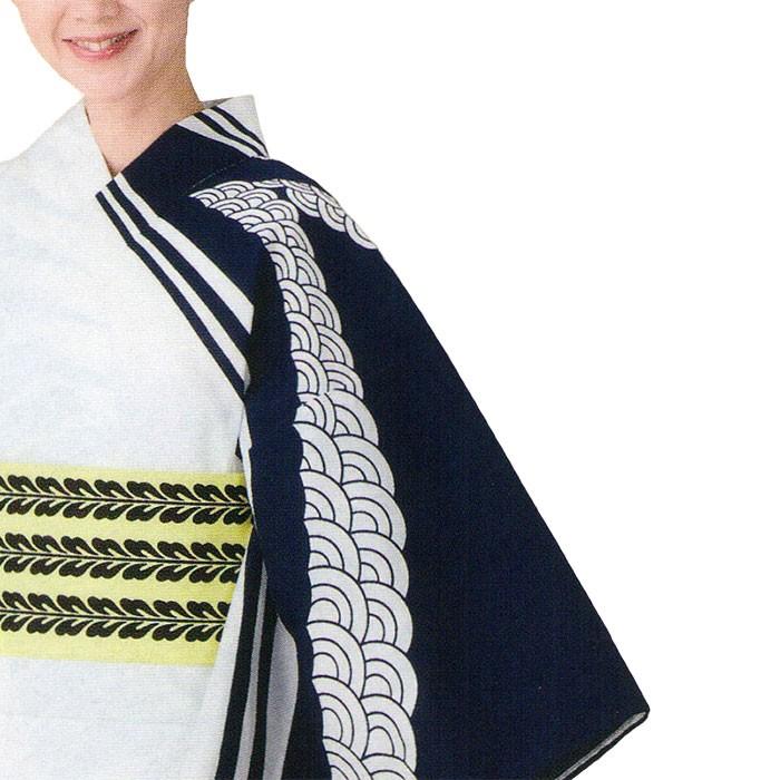 浴衣 ゆかた レディース 女物 盆踊り 祭り ユカタ 踊り 絵羽浴衣 白 青海波_1