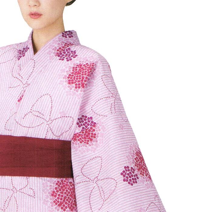 浴衣 ゆかた メンズ レディース 旅館 ゆかた ホテル 寝間着 ねまき浴衣 小紋 混紡 ピンク ストライプ 紫陽花 リボン Nsd 2499 カメヤダイレクト 通販 Yahoo ショッピング