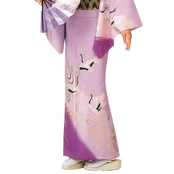 訪問着 女性 プレタ 踊り 絵羽 洗える着物 紅藤 丹頂鶴 : カメヤ