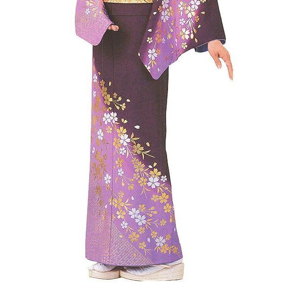 訪問着 女性 胴抜き プレタ 踊り 絵羽 洗える着物 濃い紫 枝垂桜