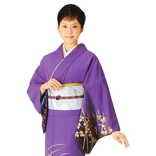 訪問着 女性 プレタ 踊り 絵羽 洗える着物 アヤメ色 萩 : カメヤ