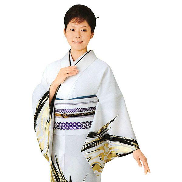 訪問着 女性 プレタ 踊り 絵羽 洗える着物 白 激流 : カメヤダイレクト