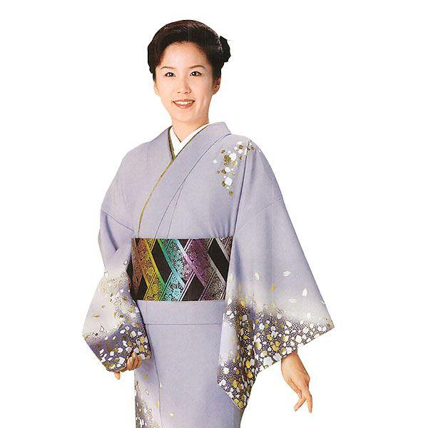 訪問着 女性 プレタ 踊り 絵羽 洗える着物 グレー 霰 : カメヤ 