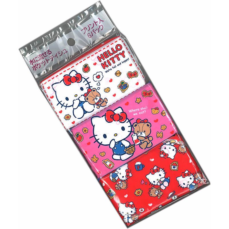 ハローキティ(HelloKitty)ポケットティッシュ６個パック(4977033112320)｜kami-bungu