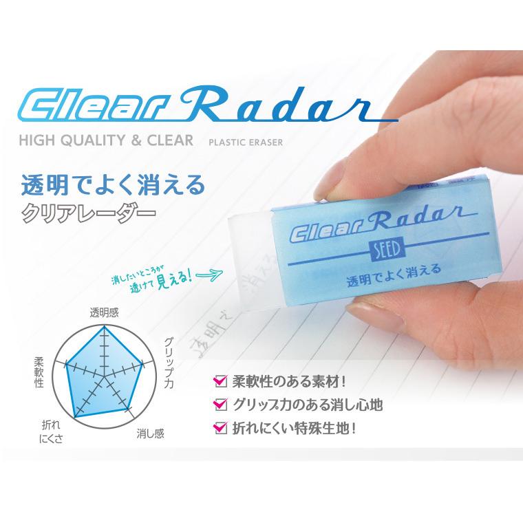 透明でよく消える！折れにくい消しゴム「クリアレーダー」シード