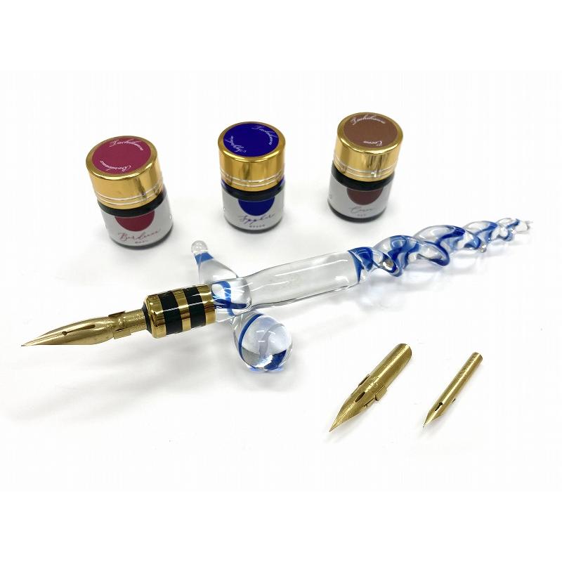 ガラスペン軸・ペン先・インクセットタチカワプレミアムセット[シェル