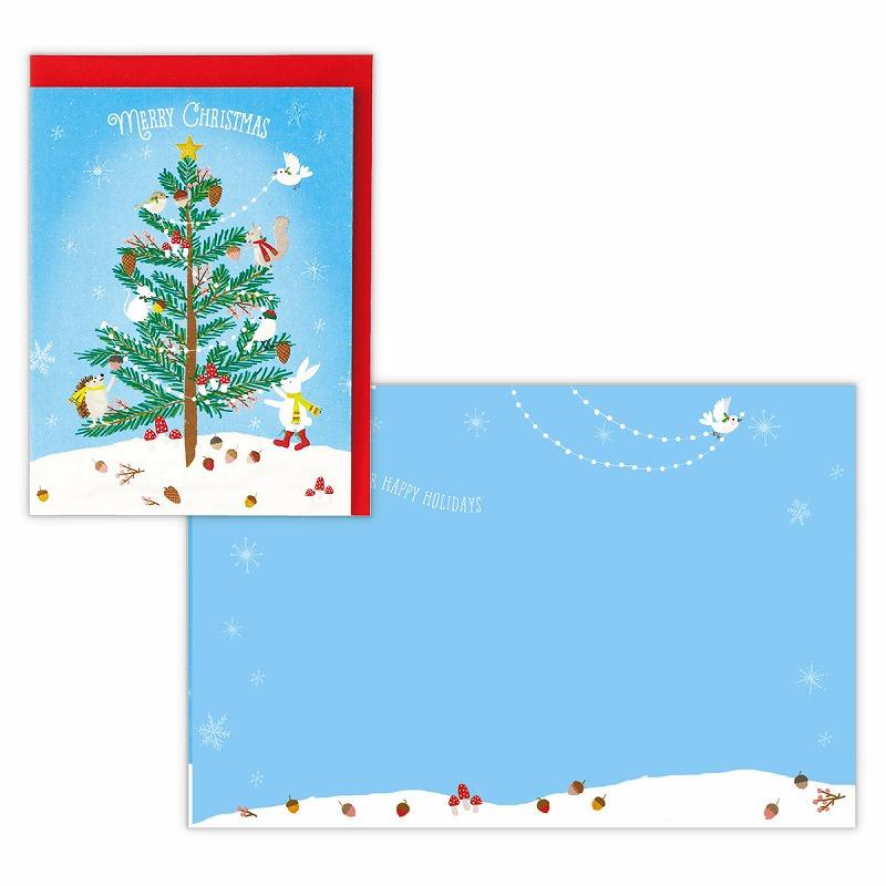 動物とツリーホールマーク（Hallmark）USAデザインカードクリスマスカード(ChristmasCard/グリーティングカード)(XAP