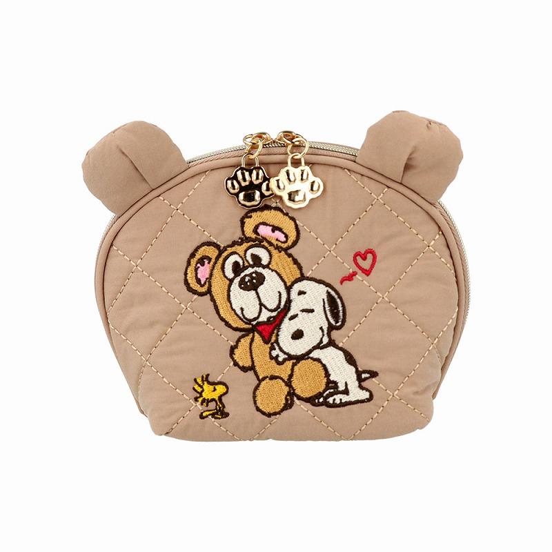 ★スヌーピー ポーチ ブラウン★新品未使用品★ サンスター文具 スヌーピーPEANUTS(ブラウン) Snoopy & CuddlyBears