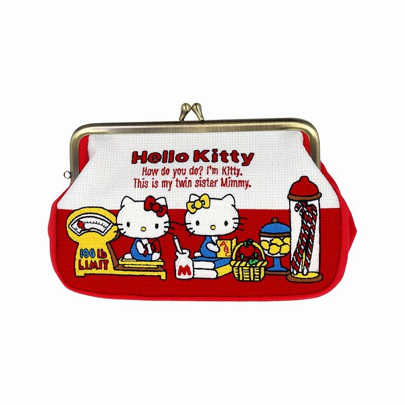 ♡資生堂♡キティーちゃん　Bチェーン・花柄刺繍　がま口　ポーチ♡試供品セット♡ サンスター文具 ハローキティ[HelloKitty]サンリオ NewLifeCollection