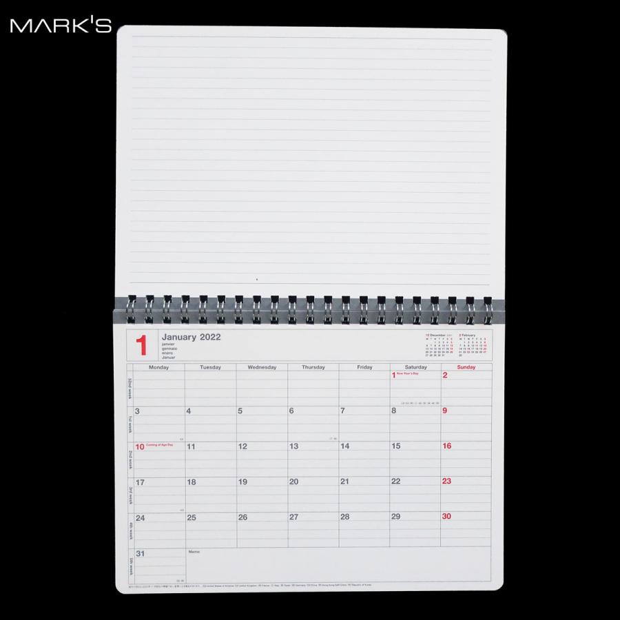 MARK'S マークス ノートブックカレンダーS 2022年版 3色 020702diarymarksnotebook紙・文具の専門店