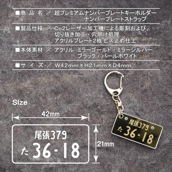 ナンバープレートキーホルダー ストラップ プレミアムタイプ リアル