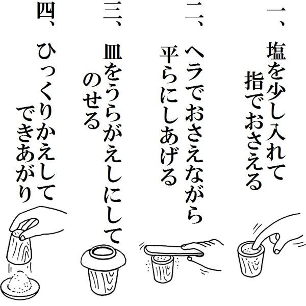 化粧箱入りお清め八角盛り塩セット(粗塩60グラム×2袋＋素焼き白八角皿5枚＋東濃桧八角盛塩固め器＋笏型へラ)｜kamidana-morisio｜03