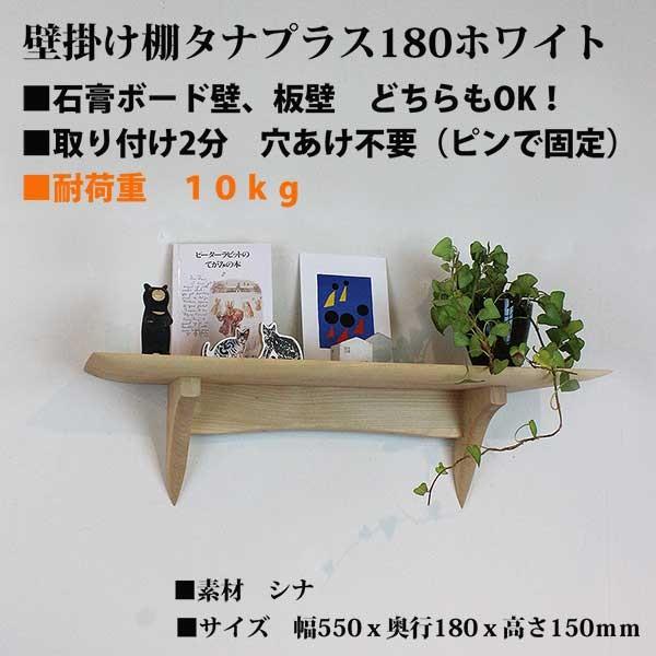 壁掛け インテリア タナプラス180ホワイト おしゃれ 耐荷重１０ｋｇピンで固定 石膏ボード壁ＯＫ｜kamidana56｜02