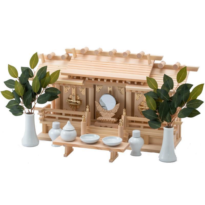 神棚 セット 屋根違い三社 聖 神棚セット 東濃桧 東濃ひのき 神具付き