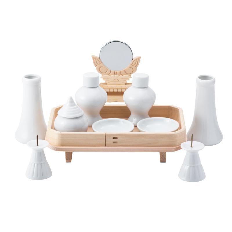 神棚 お供え 神具セット 高級神具11点セット 中 11点 11点セット 長三宝 神鏡 皿 水玉 瓶子 榊立て ローソク立て 陶器 神棚神具の専門店 神棚の里 通販 Yahoo ショッピング