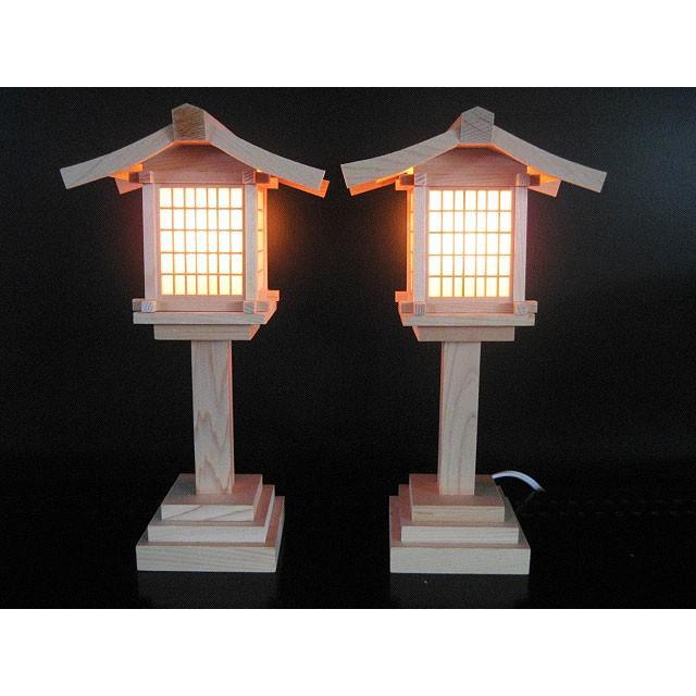 神棚の里 神棚 神具 灯篭 木曽桧灯籠 6寸 灯籠 コード式 LED 1対 木曽 