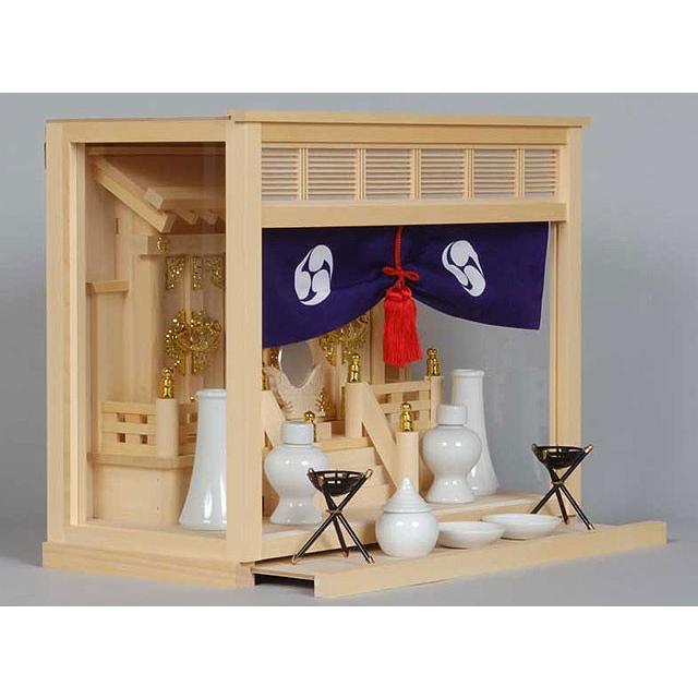 神棚の里 神棚 モダン 壁掛け 神棚セット 箱宮 菫 神具セット ヒバ