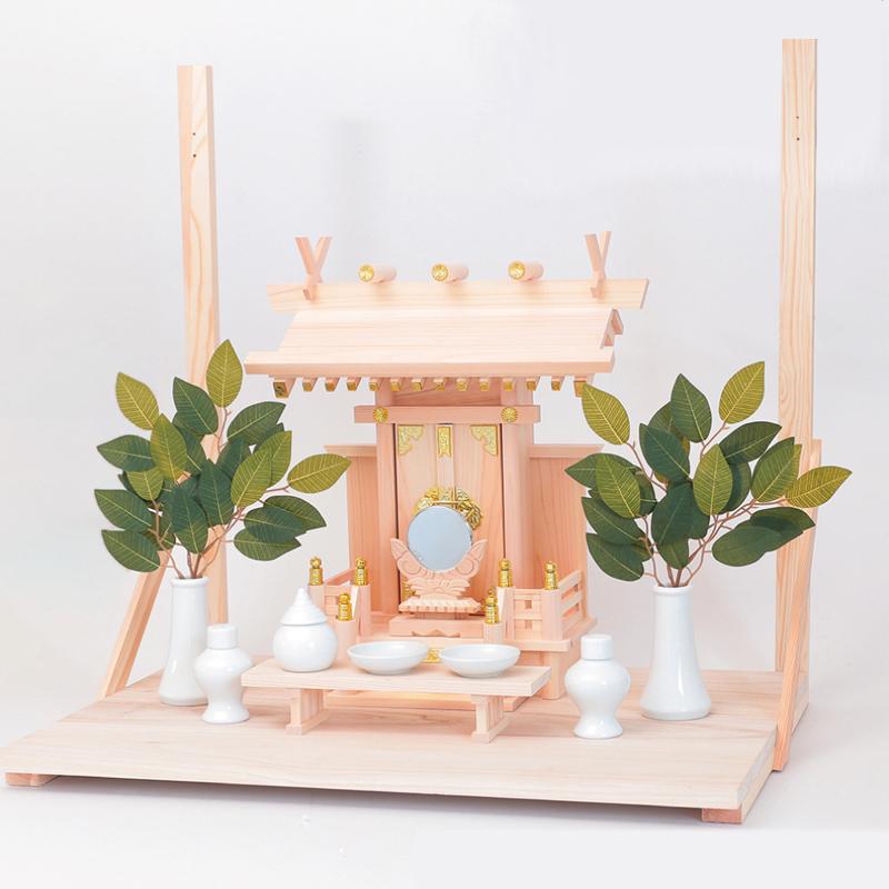 神棚の里 神棚 セット 棚板 壁掛け 一社 若葉 中 棚板付きセット 神棚