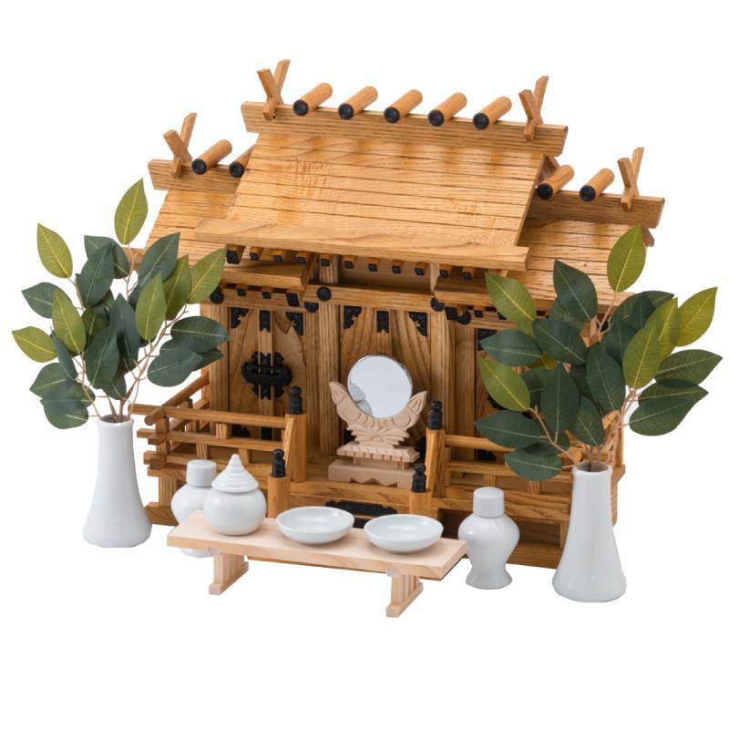 神棚の里 神棚 セット 屋根違い 三社 けやき色 小 神棚セット タモ着色