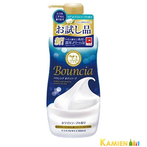牛乳石鹸 バウンシア ボディソープ ホワイトソープの香り ポンプ付 お試し品 360ml【ドラッグストア】【宅急便コンパクト対応】（Yahoo!・KAMIEN ヤフーショッピング店）