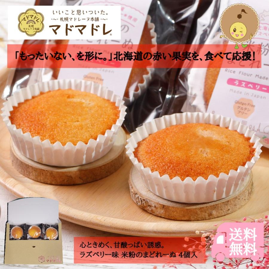 米粉 ラズベリー味 マドレーヌ ４個 お菓子 スイーツ 焼き菓子 グルテンフリー ケーキ  簡易包装 小麦粉不使用 | ブランド登録なし