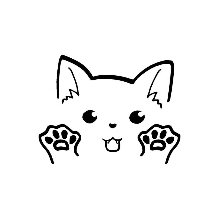 No.27 XLサイズ 猫 ステッカー 車 バイク ヘルメット 給油口 : 神風