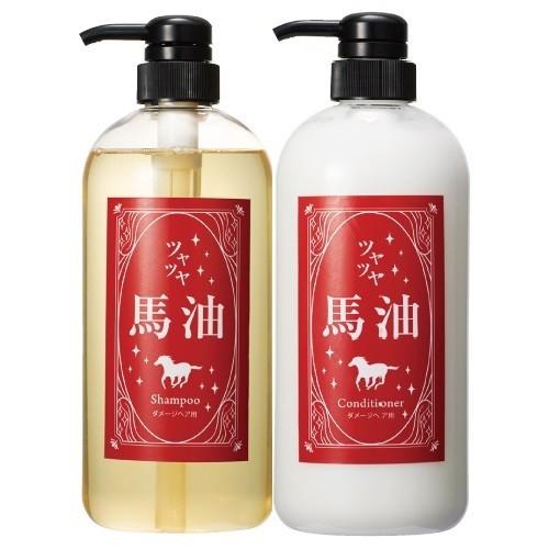 フェルミナ ツヤツヤ馬油 シャンプー 700ml ＆コンディショナー 700ml 本体セット 美容室専売 ダメージケア 弱酸性 シルクプロテイン｜kamikoubou