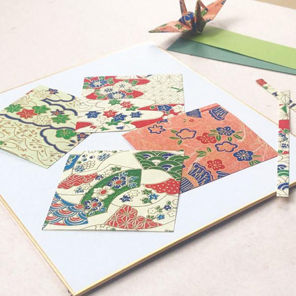【未使用】色紙額＋千代絵創作キット かみもん 親子でつくる貼り絵キット スタンダード 色貼り絵台紙用の