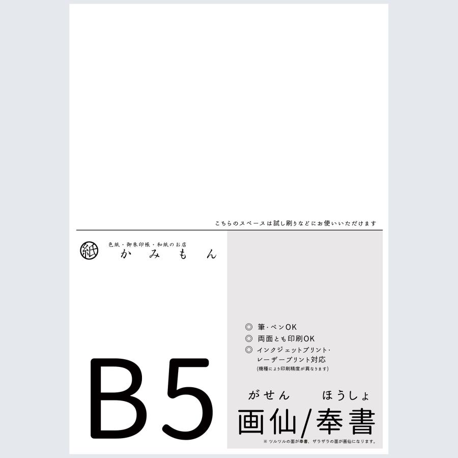 かみもん 和紙のコピー用紙 B5サイズ 奉書/画仙 20枚入り 25.7×18.2(cm