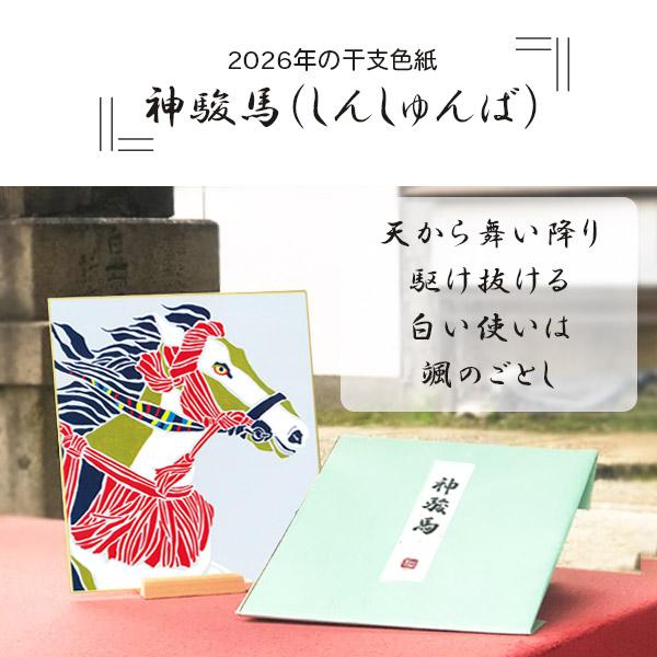 かみもん 2026年 干支色紙と色紙掛けのセット tomide氏描き下ろし「神